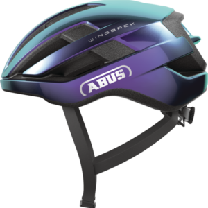 Casco ABUS WingBack púrpura vista lateral
